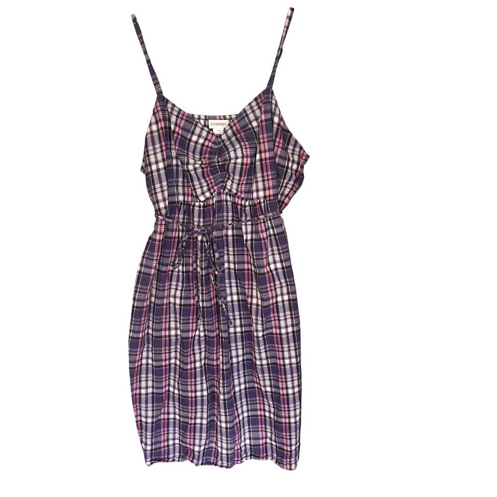 Motherhood Maternity XL Purple Pink‎ Plaid Cotton Midi Sundress Babydoll Y2K
